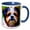 Blue/White, variant on 3drose, Pleasing Shih Tzu Dog Portrait. Green Background. Digital Art Gift, 11oz Magic Transforming Mug
