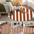 thumbnail image 6 of Round Area Rug 5ft,Classic Burnt Orange Stripe Washable Carpet Non-Slip Runner Accent Rugs Indoor Floor Mat for Bedroom Living Room Decor,Abstract Modern Art, 6 of 9