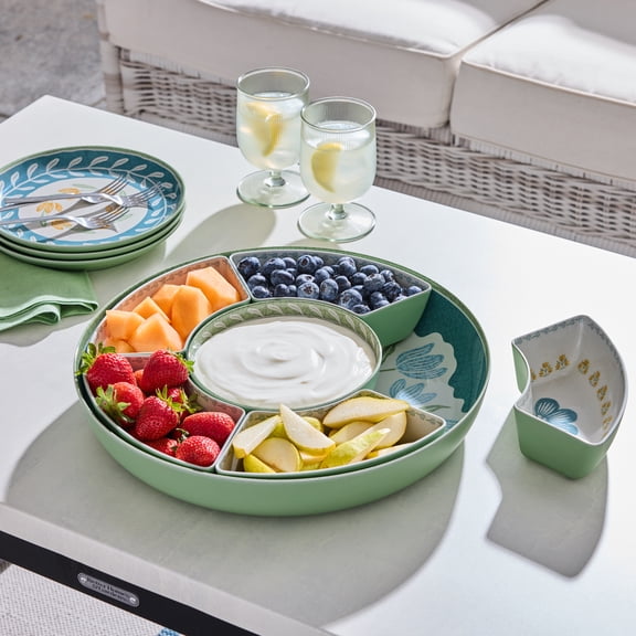 Ensemble Plateau et Bol à Trempette en Mélamine et Bambou Better Homes & Gardens 15 Pouces 7 Pièces