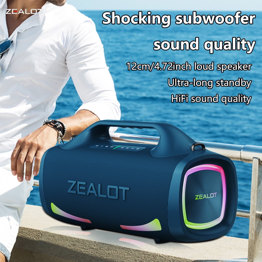 ZEALOT 100W Party Speaker, 36h Portable Waterproof Bluetooth Speaker, 24000mAh Battery Camping Speaker, Blue