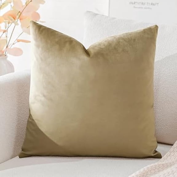 Eryueer Luxury Velvet Cushion Covers Super Soft Decorative Square Throw Pillow Covers Case Cushion Covers for Sofa Couch Bedroom Car Decor 50x50cm Tan