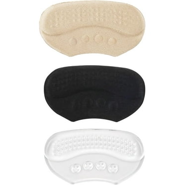 Heel Pads Grips Liner Cushions Inserts for Loose Shoes Too Big Women Men Prevent Heel Slip and Heel Pain Blisters Relief,Heel Protectors for Shoes, Improve Shoe Fit (Beige Black Clear)