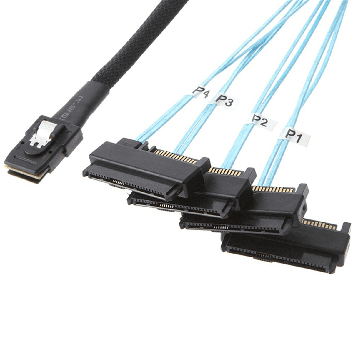 2X Mini Sas Sff-8087 to 4 Sff-8482 Server Array Card Hard Drive Data Cable Sata Power Cable 0.5m,2 x Mini Sas Sff-8087 To 4 Sff-8482 Cable