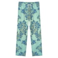 thumbnail image 4 of Blue Floral Damask Pattern Winter Female Pants Flannel High Waist Women Pants Lady Warm Straight Leg Plush Trousers, 4 of 7