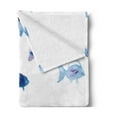 thumbnail image 2 of Animal Soft Flannel Fleece Throw Blanket, Little Fishes Watercolors Ocean Underwater Life Marine Theme Artwork, Cozy Plush for Indoor and Outdoor Use, 50" x 60", Baby Blue Blue Mauve, by Ambesonne, 2 of 5