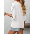 thumbnail image 5 of Dycnvjo Womens 2025 Summer 1/2 Sleeve Tunic Tops Chiffon Work Blouse V-Neck Dressy Casual Shirt White XL, 5 of 7
