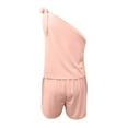 thumbnail image 7 of Women Summers 2 Piece Lounge Outfits Solid Color One Shoulder Sleeveless Tops with Loose Shorts Casual Pajamas Sets, 7 of 7