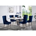 thumbnail image 3 of Contemporary Blue Chrome-Legged Button-Tufted Wingback Chairs for Dining, 3 of 5