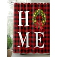 thumbnail image 2 of Christmas Home Extra Long Shower Curtain Set, Waterproof Shower Curtains for Bathroom, Winter Xmas Red Black Buffalo Plaid Washable Fabric Cloth Bath Curtain for Bathtub with Hooks 72x96 Inches, 2 of 6