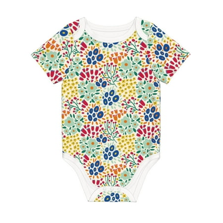 

Coaee Cartoon Flowers for Soft Cotton Baby Short-Sleeve Bodysuit Baby Girls Boys Bodysuit Romper