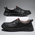 thumbnail image 5 of Men'S Genuine Leather Slip-On Loafers - Hand-Stitched Business Casual Shoes with Cushioned EVA Insole & Non-Slip Rubber Sole, Low-Top Breathable Design for Office, Semi-Formal & Casual Attire - Large, 5 of 6