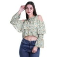 thumbnail image 2 of Moomaya Cold Shoulder Tops Shirts For Women Button Down Long Ruffle Sleeve Top, 2 of 5