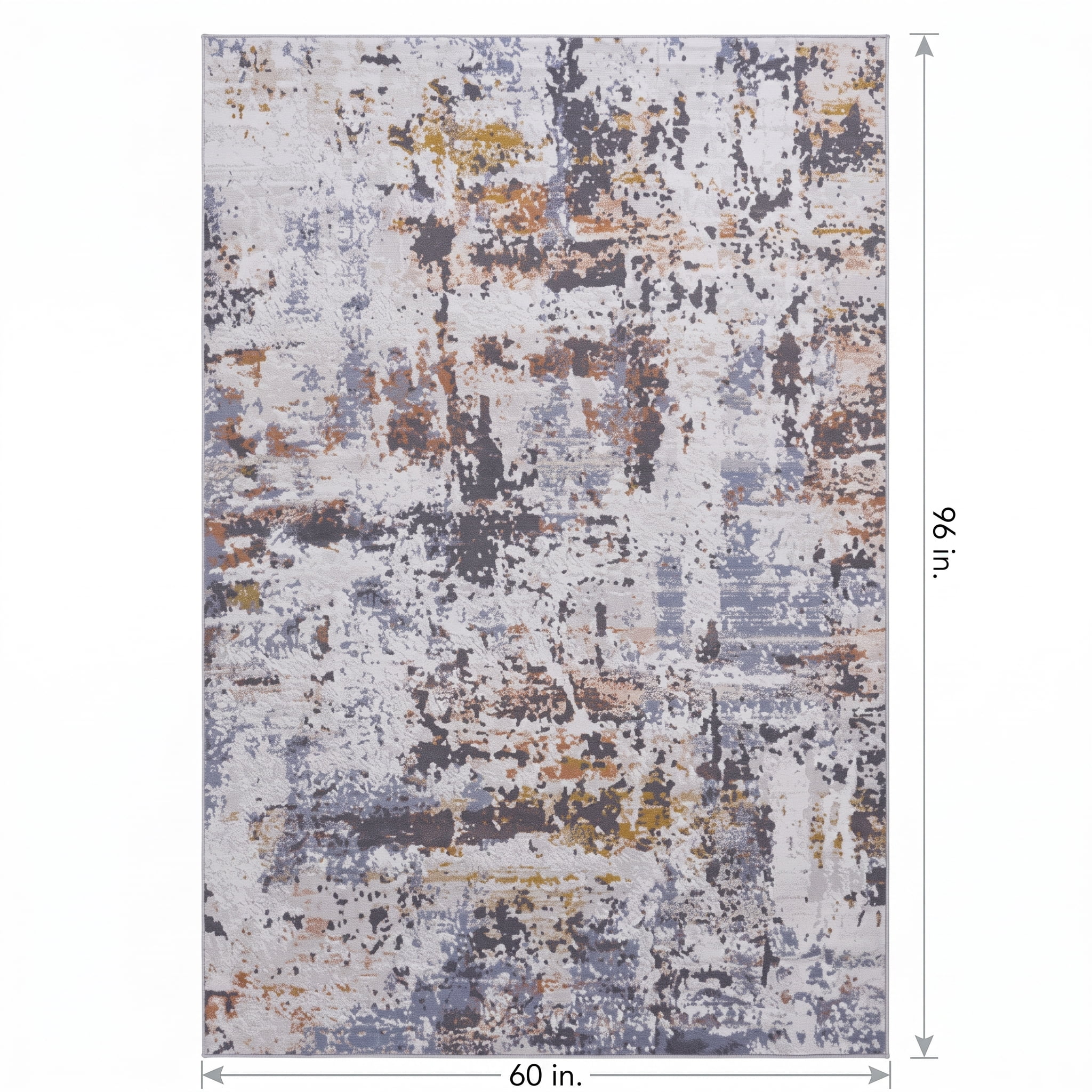 5X7 Ivory Blue Abstract Area Rug Non Shedding Stain Resistant Kid Pet Friendly Medium Pile Living Room Bedroom Dining Room Home Office Rug