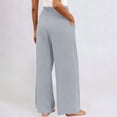 thumbnail image 3 of Wide Leg Casual Pants for Women Elastic High Waisted Regular Fits Long Pants with Pockets Summer Loose Vacation Pants ,Gray,L, 3 of 5