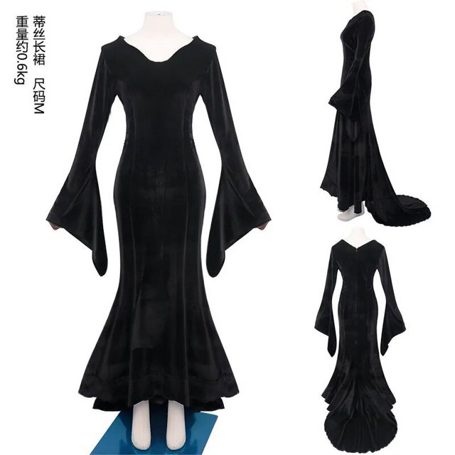 Vestido de uniforme de Cosplay familiar de Wednesday Addams, disfraz de Morticia de película, pelucas negras para mujer, disfraz de Anime de Carnaval de Halloween
