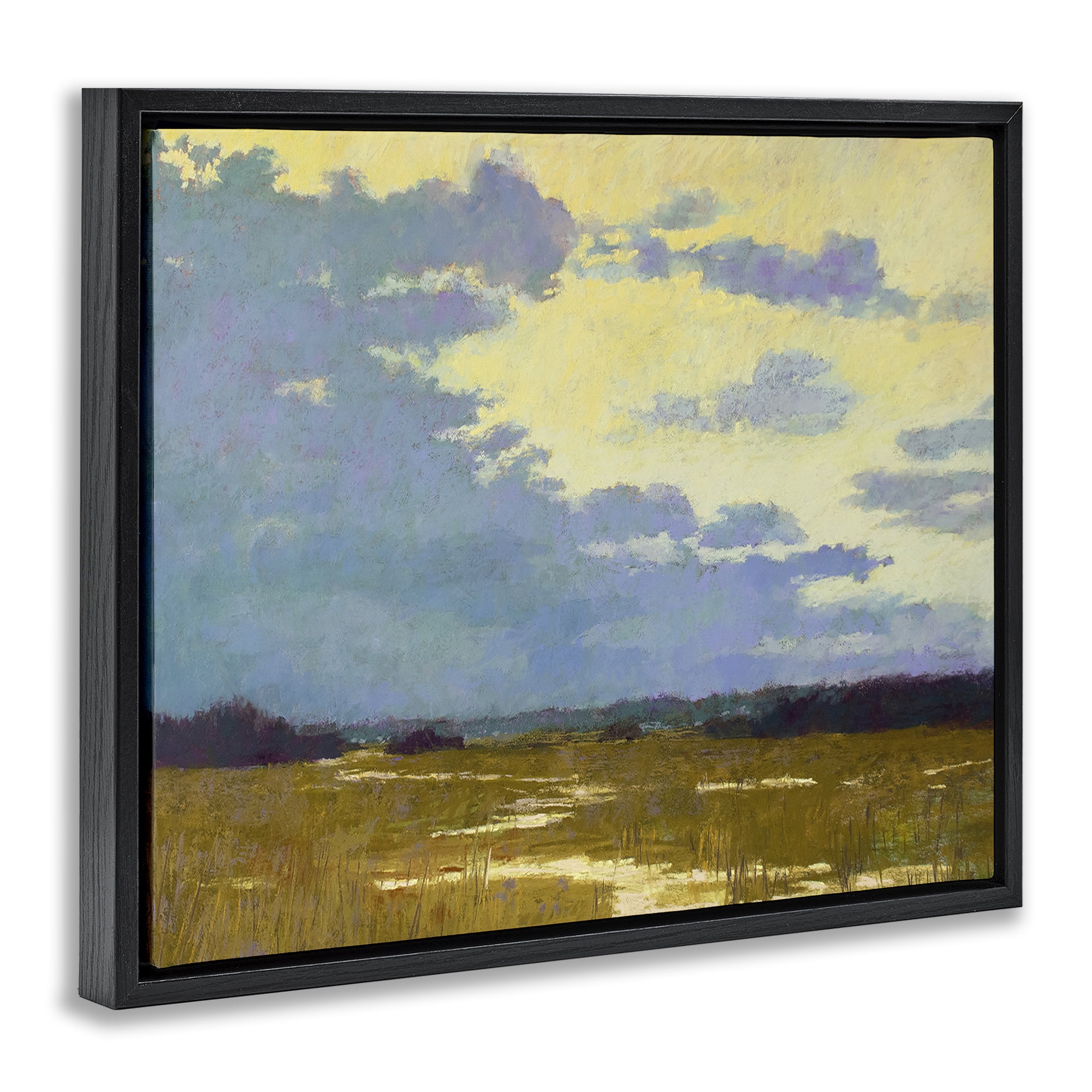 Stupell Industries Rustic Country Clouds Landscape & Nature Painting Black Floater Framed Canvas Art Print Wall Art, 31 x 25