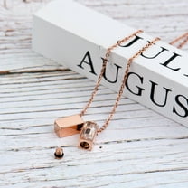 Anavia See You Cremation Necklace for Ashes, Mini See Through Urn Necklace, Mini Cube Cremation Pendant, Cremation Jewelry, Memorial Jewelry, Mini Urn-[Rose Gold]