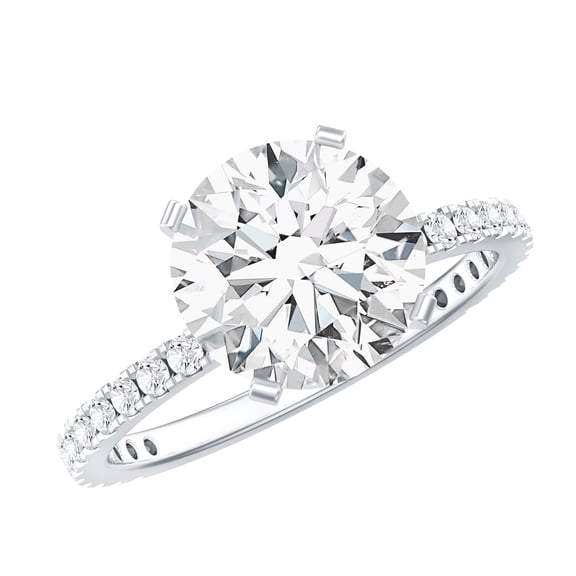 Rosec Jewels - Lab Grown Diamond Solitaire Engagement Ring - 9 mm - EF-VS Quality Certified, 925 Sterling Silver, US 4.00