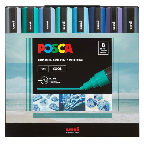 POSCA Paint Marker Set, 8 Colors, PC-5M Cool Tone Set