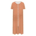 thumbnail image 4 of Dasayo Zipper Womens Nightgowns Orange Chemise Nightshirts Polka Dot Side Split Sleep Shirt Sleep Dress for Women L, 4 of 7