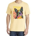 thumbnail image 2 of Wild Bobby,Boston Terrier Cute Retro Dean Russo Dog Lover Garment-Dyed Washed Look Short Sleeve Tees, Banana, Medium, 2 of 3
