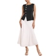 thumbnail image 2 of INSPIRE CHIC Women's Sleeveless Formal Top Button Decor Round Neck Cropped Peplum Vest Tops S Black, 2 of 5