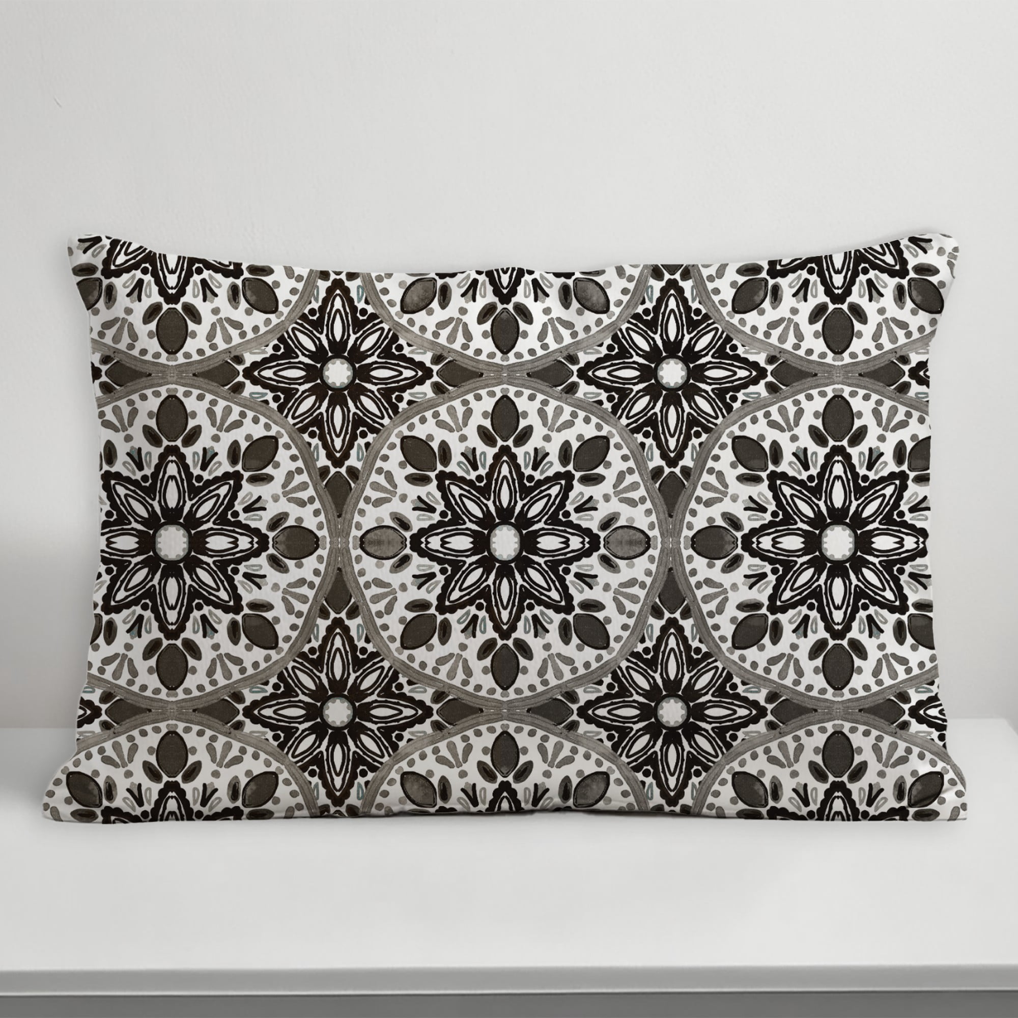 Creative Products Faded Black Gray Medallions 14x20 Indoor / Outdoor Pillow