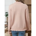 thumbnail image 6 of Women'S Autumn and Winter Knitted Cardigan Jacket Fashionable and Elegant Ruffle Button Sweater Tops Pink S, 6 of 7