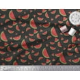 thumbnail image 2 of Soimoi Black polyester Crepe Fabric Watermelon Fruits Decor Fabric Printed Yard 52 Inch Wide, 2 of 3
