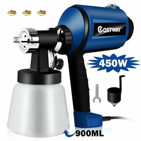 Texture Paint Sprayer - Costway 450W Electric HVLP Paint Sprayer Handheld 3-ways Spray Gun w/ 3 Copper Nozzles