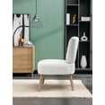 thumbnail image 3 of Teddy Fabric Button Accent Slipper Chair, Accent Armless Chair with Wooden Legs,Wooden Frame, Upholstered Slipper Chair For Dining Room, Living Room, Bedroom,White, 3 of 8