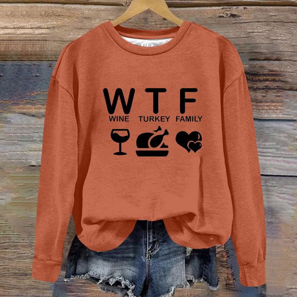 DPTALR Women Casual Printed Round Neck Long Sleeve Pullover Blouse Sweatshirt Tops