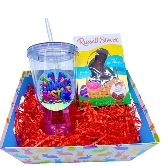 Easter Gift Basket, Kids, Teens, 16 oz., Chocolate Bunny, Stickers to Decorate
