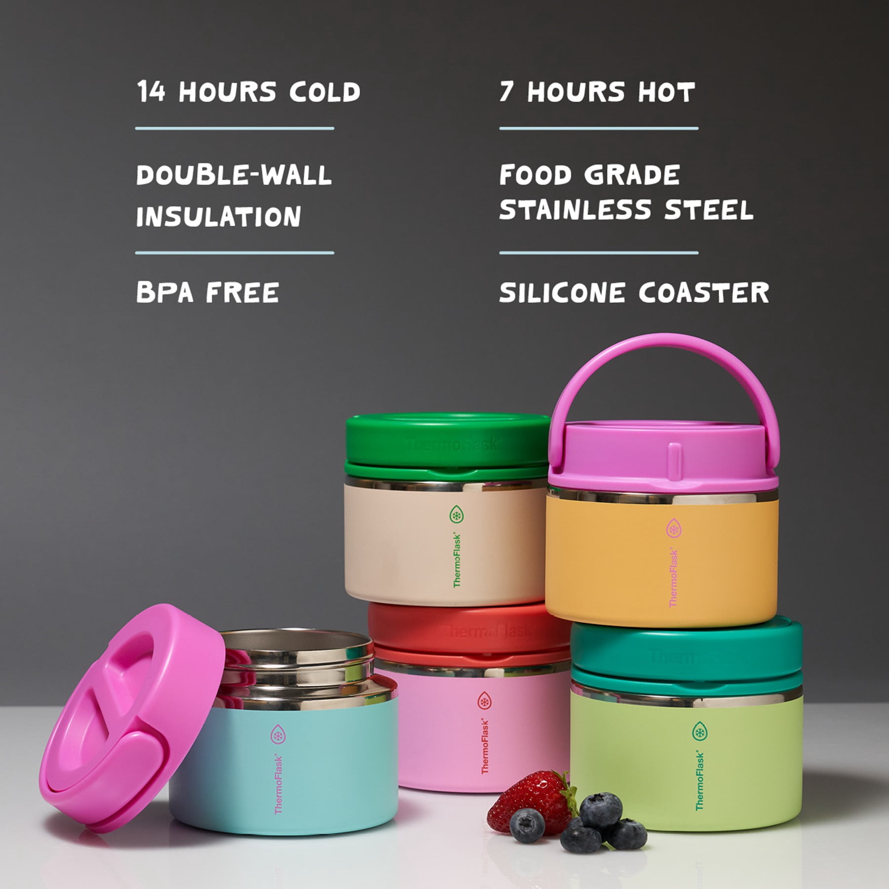 ThermoFlask 12 oz Double Wall Insulated Food Jar, Candy Oasis