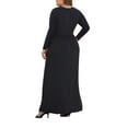 thumbnail image 3 of Aiyino Women Plus Size V Neck Long Sleeve Casual Evening Dress, Comfortable Elegant Party Maxi Dress,Black 4XL, 3 of 6