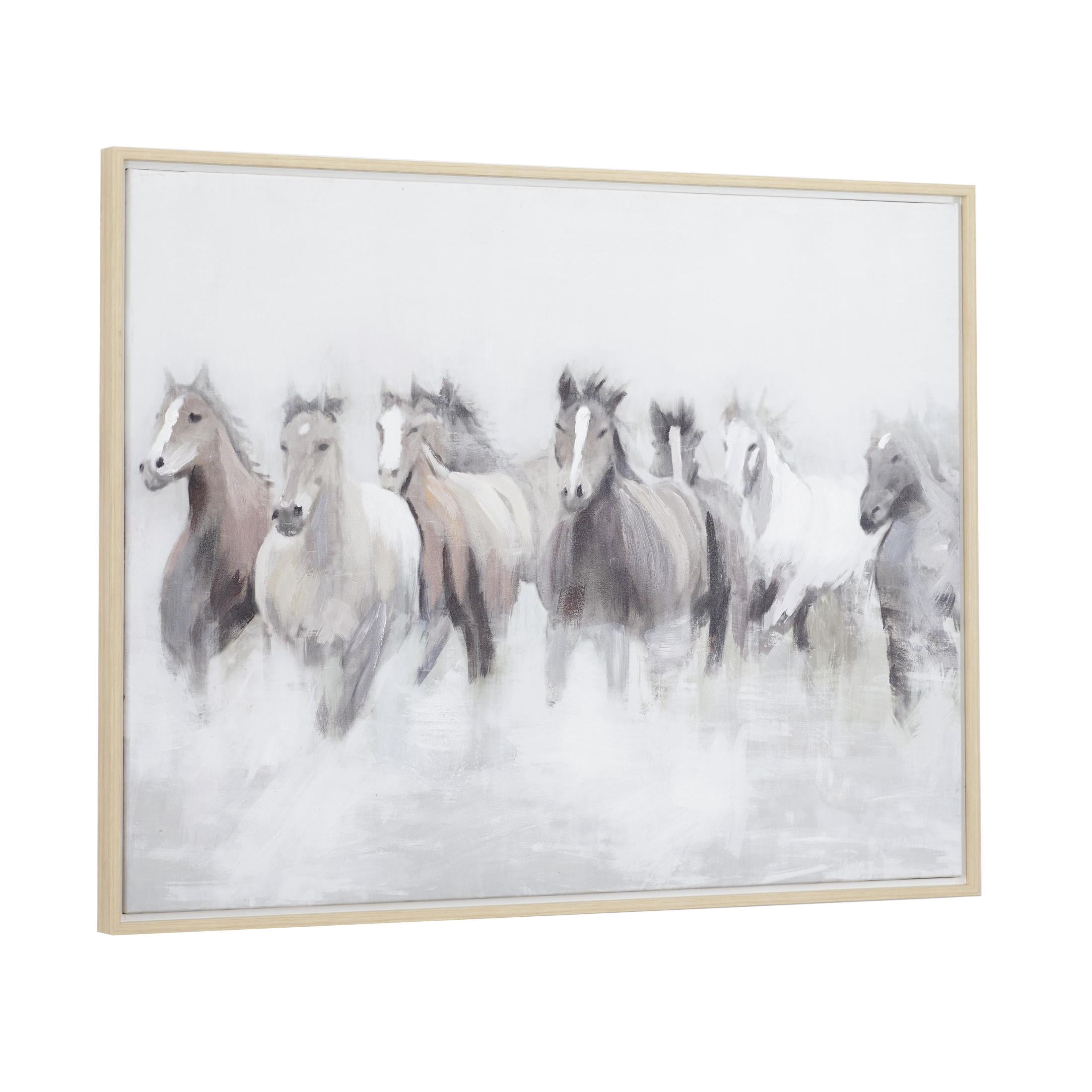 40" x 30" Horse Framed Wall Art with Brown Frame, by DecMode