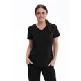 thumbnail image 1 of Grey's Anatomy Womens GRST013 Zoe Princess Seam Scrub Top-Black-XS, 1 of 4