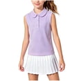 thumbnail image 2 of Odeerbi Niñas Golf Tank Tops Color Sólido Botón de Solapa Sin Mangas Uniforme Escolar Con Bolsillo, 2 of 9