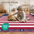 thumbnail image 4 of ODIKA 8'x10' Washable Area Rug Non-Shedding, Easy Care, Striped Motif Border Independence Welcome July Patriotic Door Playful Expressive for King Size Bedroom Under Bed, Master Suite, 4 of 7