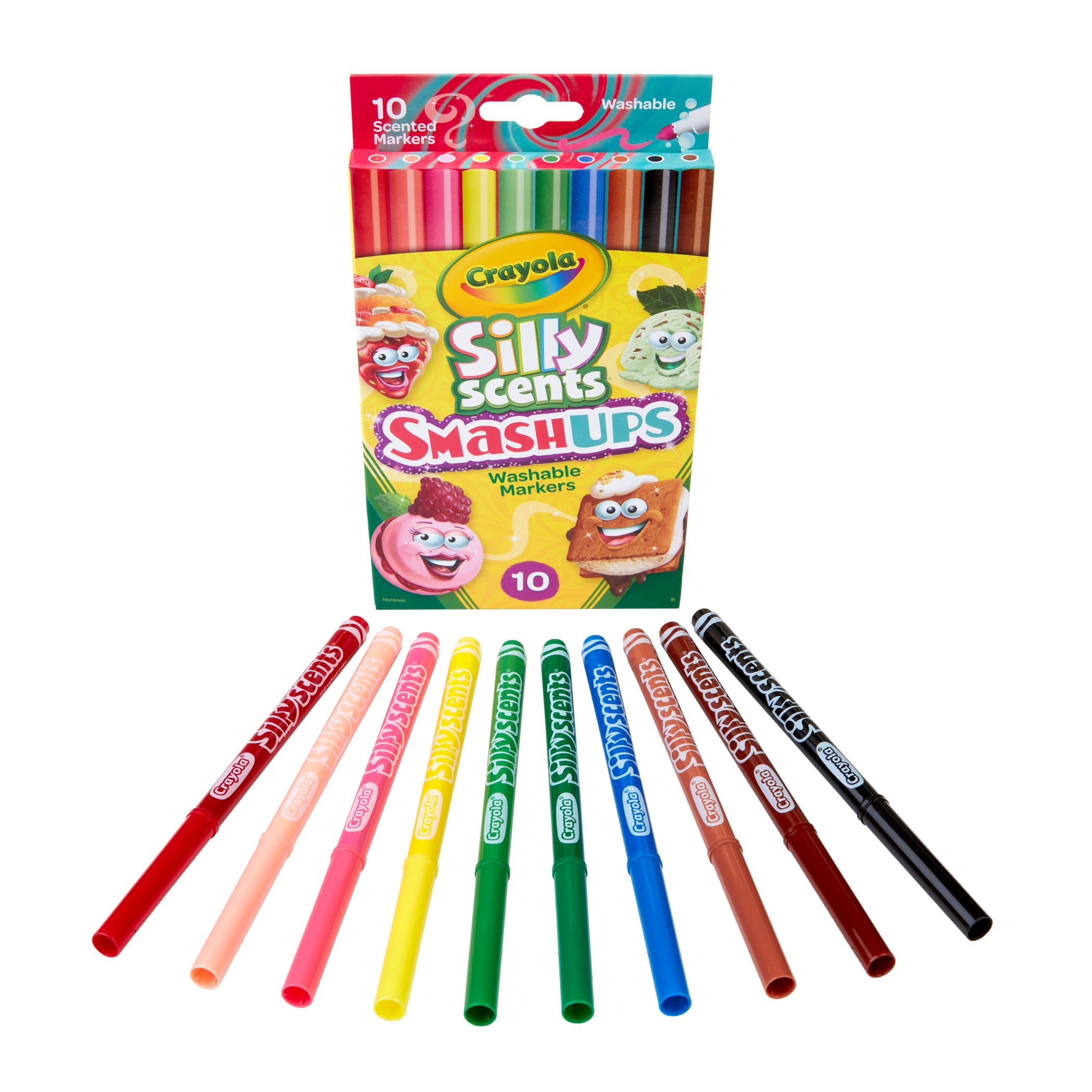 Crayola Silly Scents Smash Ups Slim Washable Scented Markers, 10 Per Pack, 6 Packs