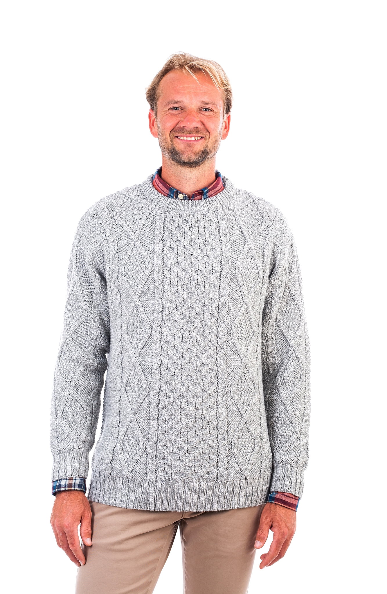 SAOL - SAOL Irish Sweater for Men Cable Knit Fisherman Aran Pullover ...