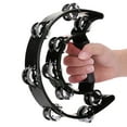 thumbnail image 5 of Metal Jingles Hand Held Percussion Double Row Jingles Handbell Tambourine Percussion Musical Instrument for Adults Kids Children (Black), 5 of 8