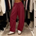 thumbnail image 6 of Inleife Women's Barrel Wide Leg Sweatpants Fashion Ladies Warm Fleece Lined Elastic Drawstring Casual Loungewear Loose Fit Trousers with Pockets, 6 of 6