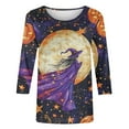 thumbnail image 4 of Fjofpr Womens Tops 3/4 Sleeve Polyester Ladies' Halloween Fashion Printed Round Neck Three Quarter Sleeve 3/4 Sleeve T-shirt Loose Top, 4 of 4