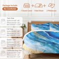 thumbnail image 6 of Abstract Waves Bedding Duvet Cover Set King Size 4 Pieces Retro Blue Gold White Oil Painting Style Bedding Set with Zipper Closure, 1 Comforter Cover 92x106 Inches 1 Flat Sheet & 2 Pillow Cases, 6 of 7