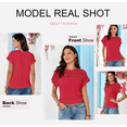 thumbnail image 5 of UVN Blouses for Women Summer Short Sleeve Crewneck Dressy Shirts Casual Waffle Knit Hollow Out Tunic Tops, 5 of 9