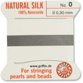 thumbnail image 2 of Griffin Silk Bead Cord Perlseide - Grey Color – Size 0 (0.30mm) – 2 meters per card – Stainless Steel Needle Attached – For Knotting Pearls, Gemstones, Crystals and Beads, 2 of 7