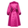 thumbnail image 4 of Oplxuo Satin Swing Cocktail Midi Dresses for Women Elegant Puff Sleeve Button Front A-Line Formal Party Prom Dress, 4 of 5
