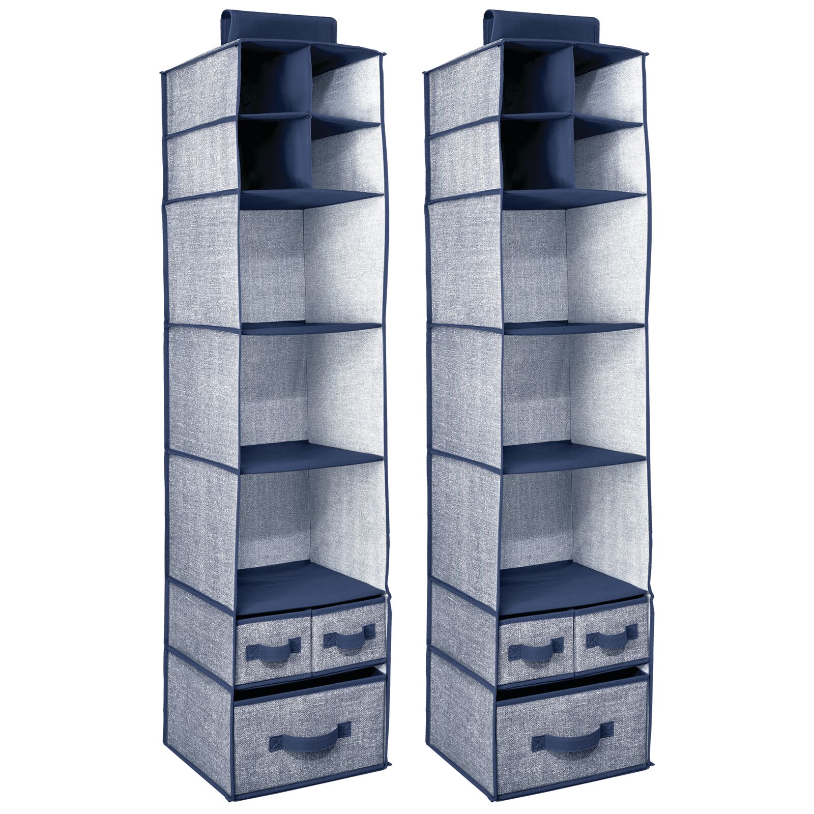 mDesign Soft Fabric Over Closet Rod Hanging Storage Organizer with 7