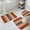 Orange, variant on Blue Brown Bath Mat 3 Piece Bathroom Rug Set, Farmhouse Wood Grain Vintage Vertical Striped Non Slip Bath Rug Contour Mat and Toilet Lid Cover, Absorbent Shower Mats Soft Bath Rugs and Mats Sets